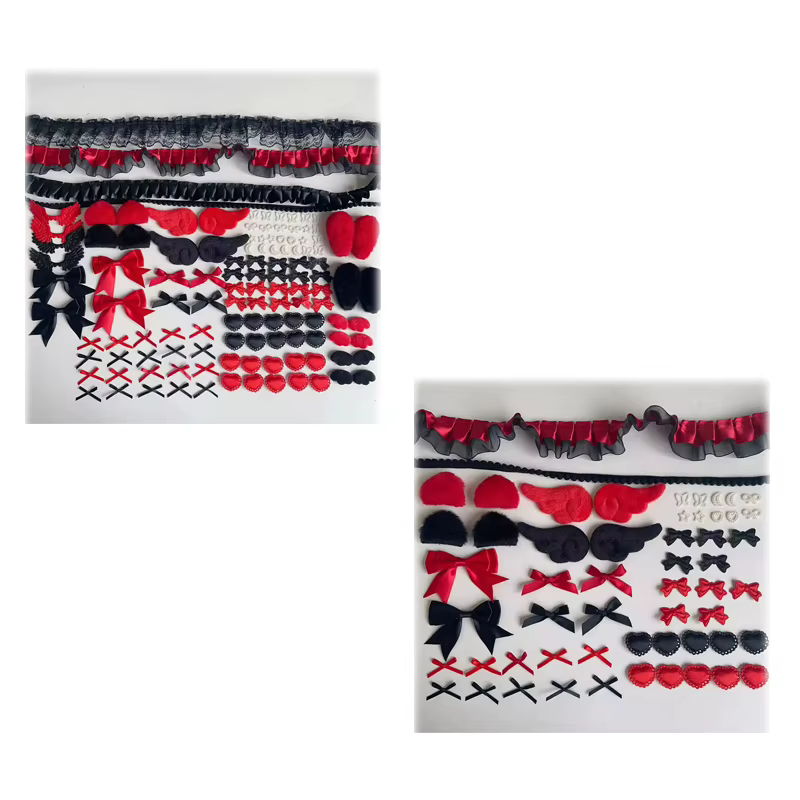 Kit de matériaux DIY pour Itabag en dentelle noire et rouge, porte-badges, pochette pour cartes, accessoires de décoration gothique, présentoir pour articles d'anime