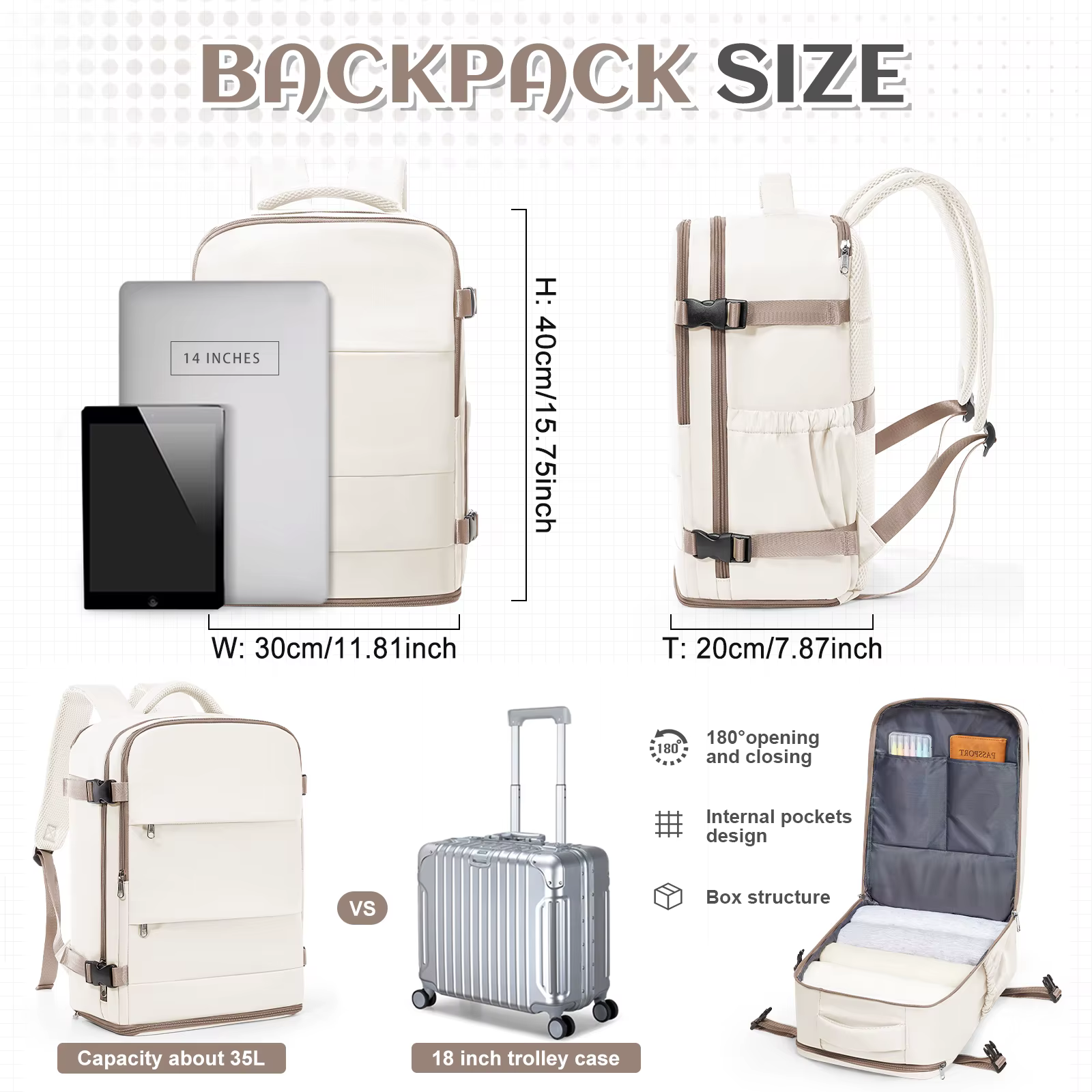 Sac à dos de voyage pour femmes et hommes