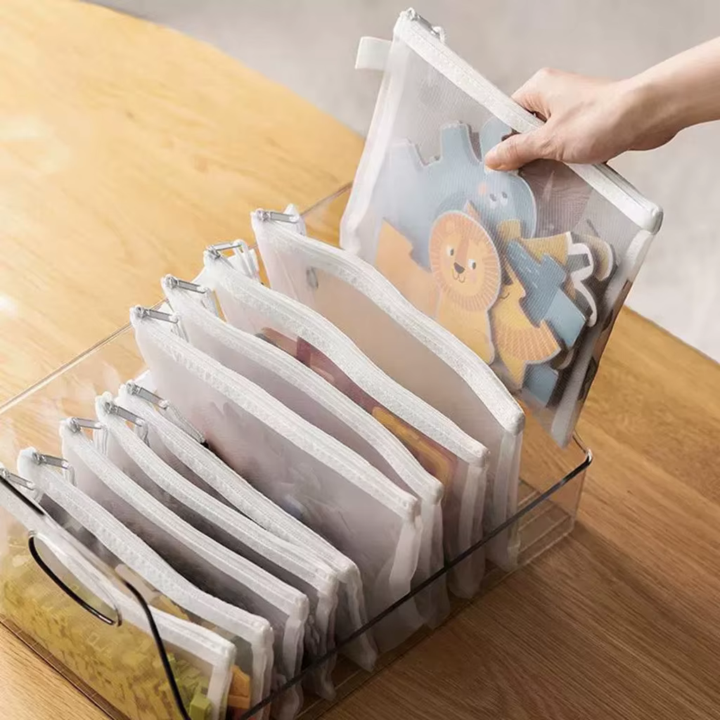 Sac à documents en poudre à fermeture éclair en maille