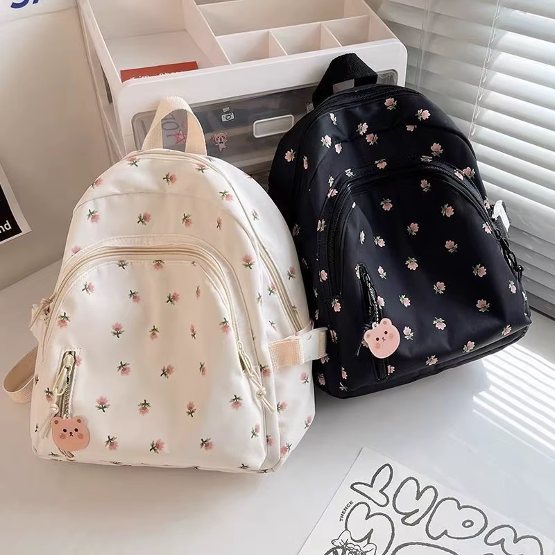 Petit sac à dos imprimé de fleurs fraîches pour femmes et filles