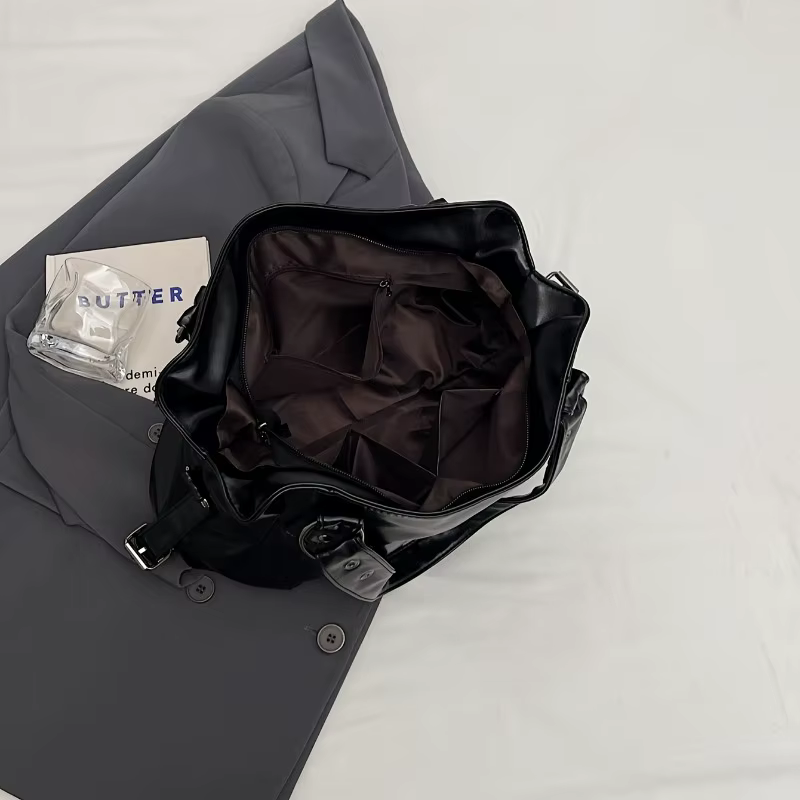 Sac à main en cuir vintage de grande capacité avec fermeture à glissière