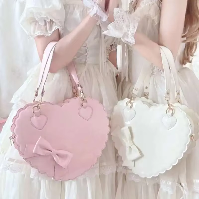 Sacs à main Lolita en forme de cœur en PU pour filles