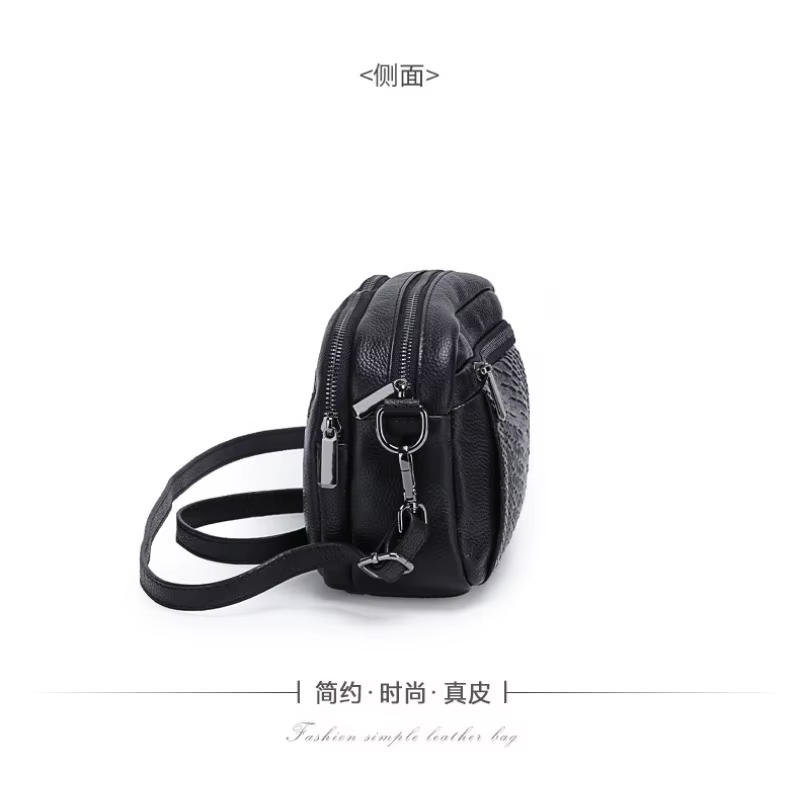 Sac bandoulière en cuir véritable gaufré croco