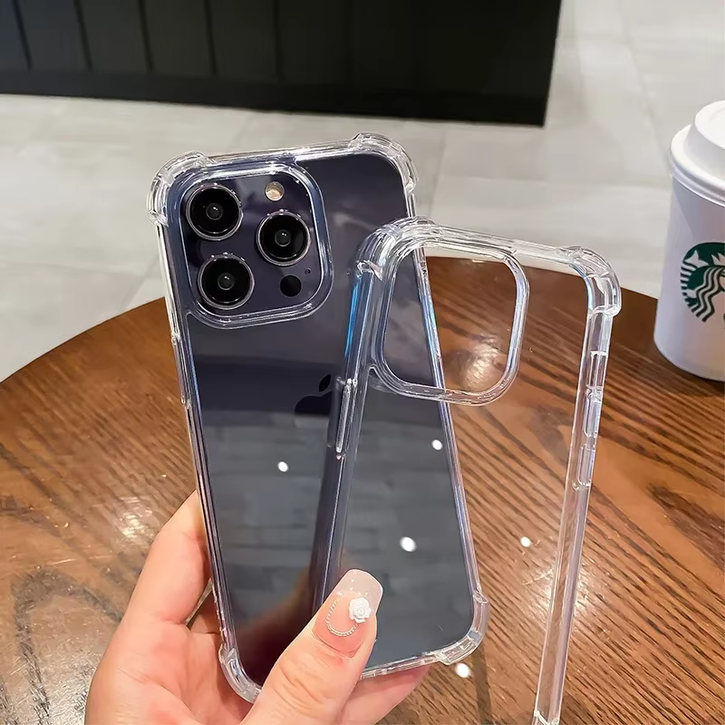 Étui transparent en Silicone antichoc Air-Bag pour iPhone 17 16 15 Plus 11 12 13 14 Pro Max Mini X Xs XR 7 8