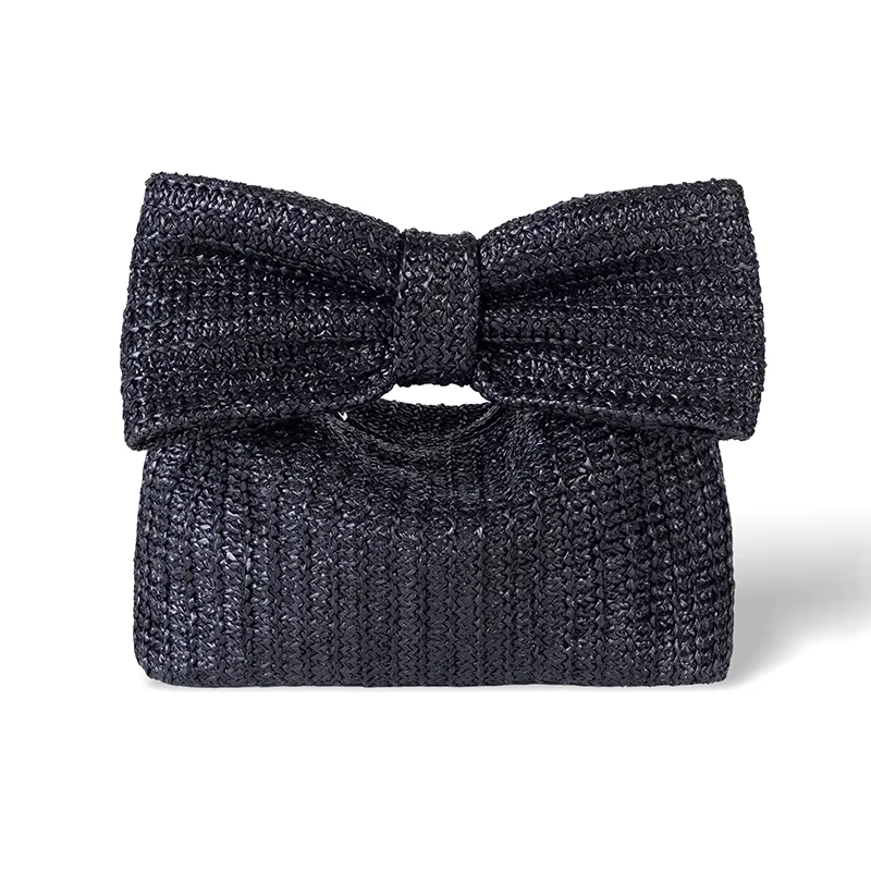 Sac à main chic en paille avec nœud pour femme – Design élégant d'été
