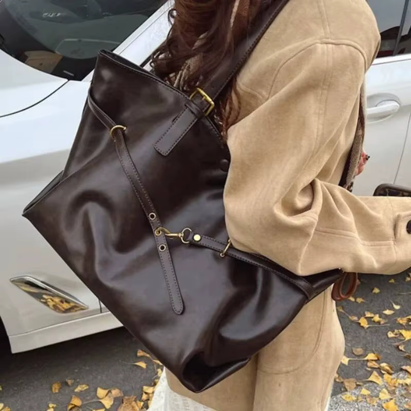 Sac fourre-tout Vintage marron de grande capacité