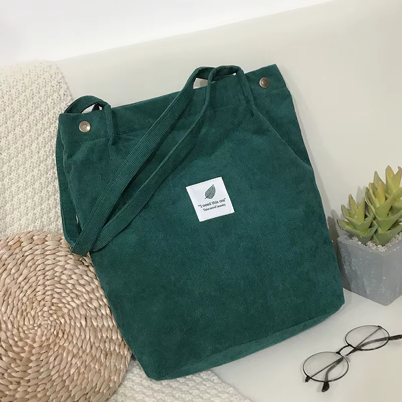 Sac de courses décontracté en velours côtelé