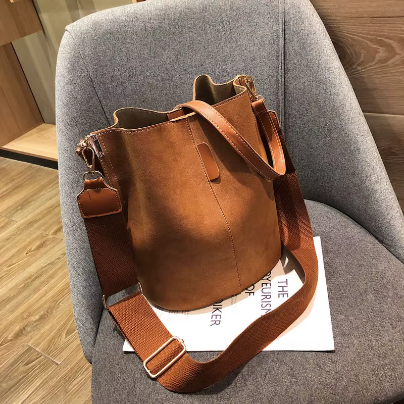 Sac à main de voyage vintage en cuir nubuck PU façon daim