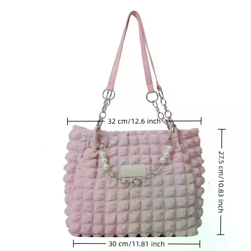 Sac fourre-tout texturé à bulles avec chaîne de perles