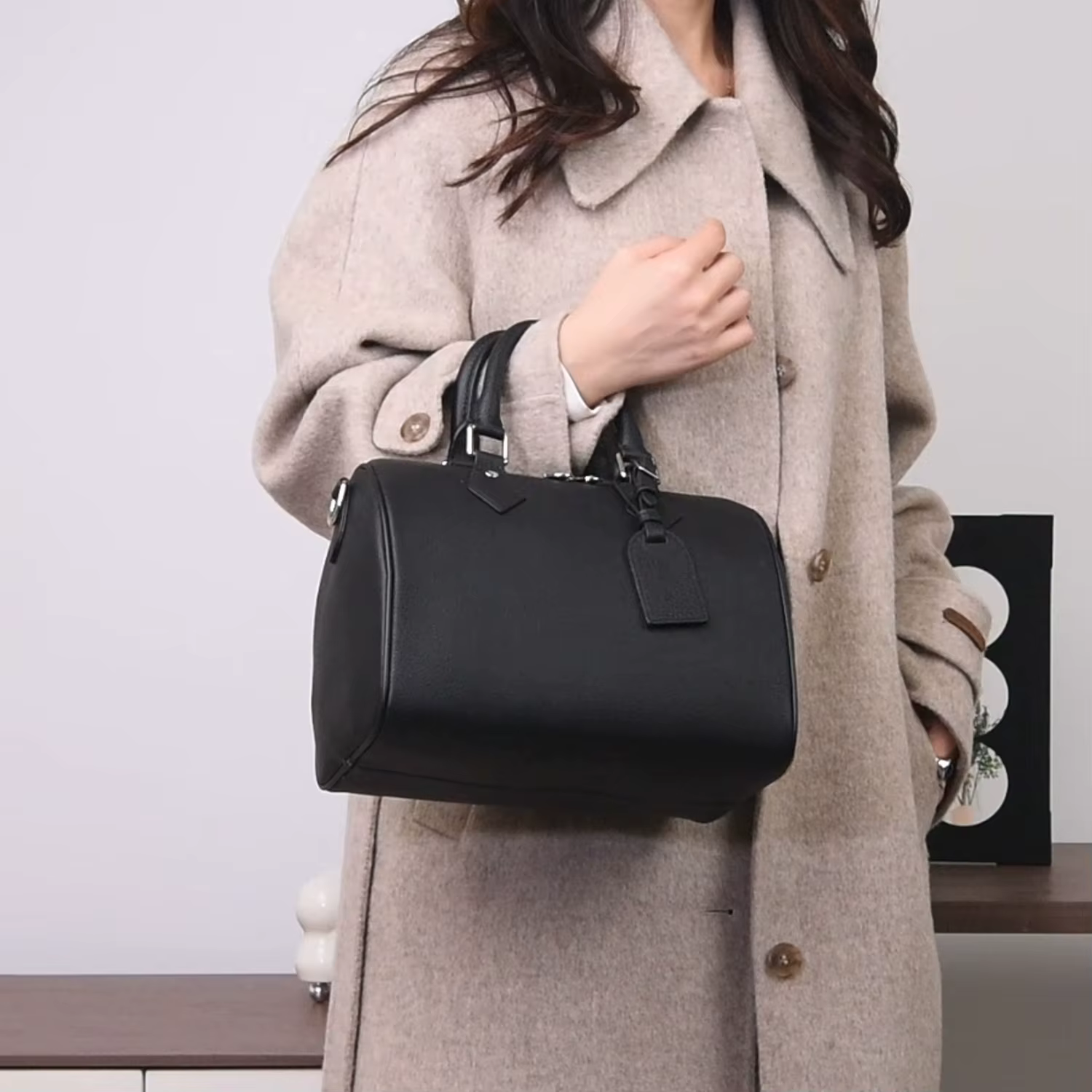 Sac Boston en cuir véritable grande capacité