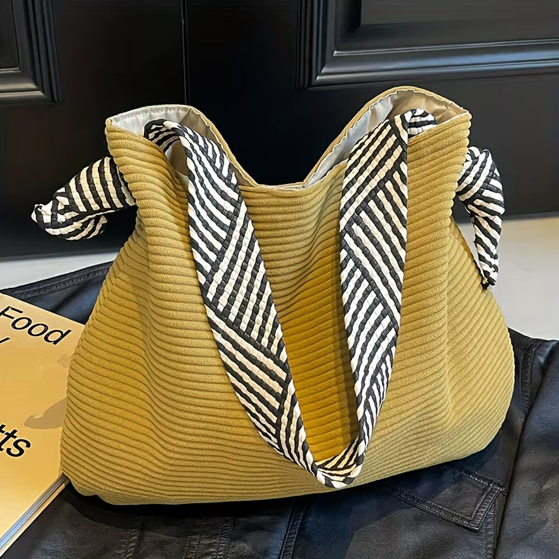 Sac fourre-tout en velours côtelé pour femmes