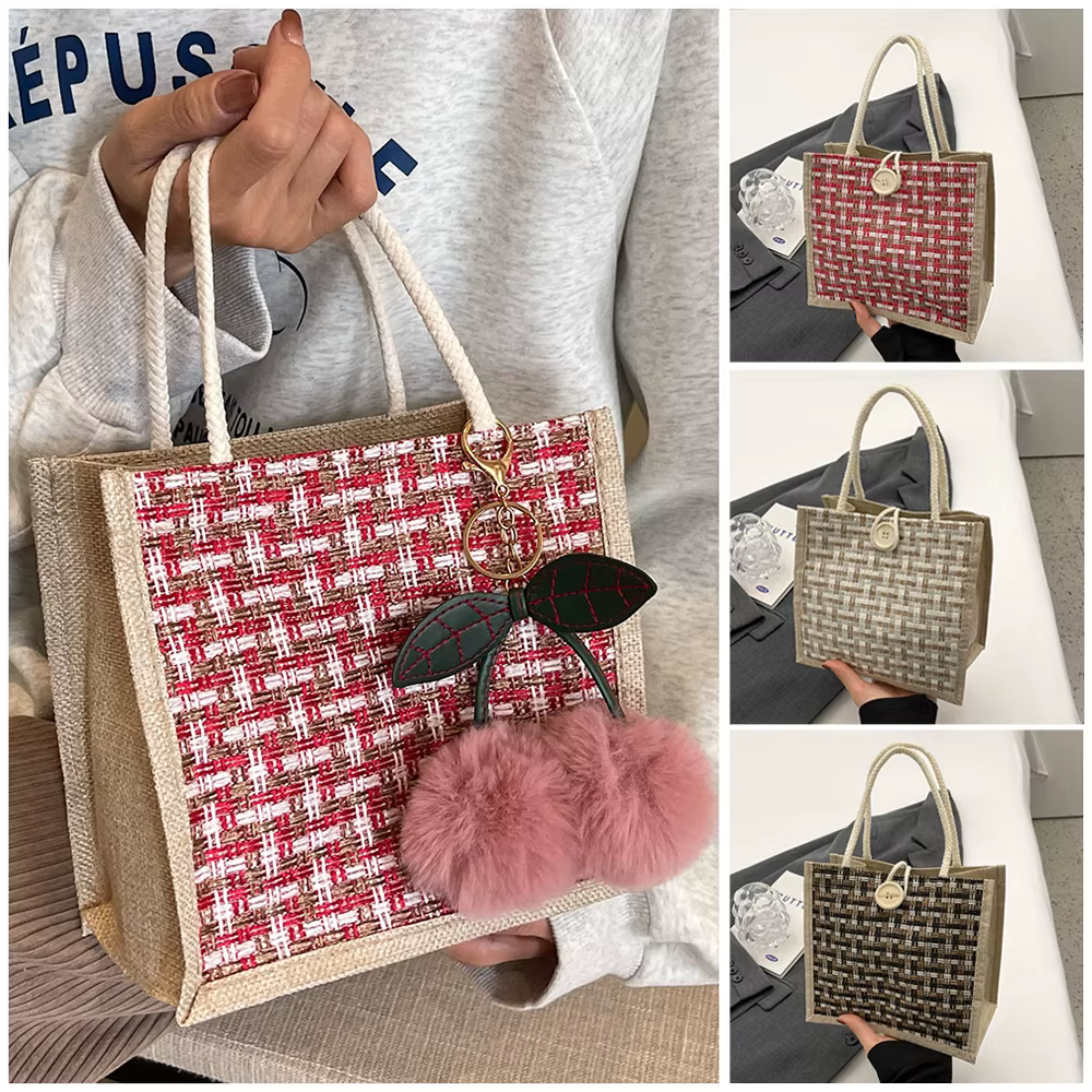 Sac à main en lin tissé pour dames