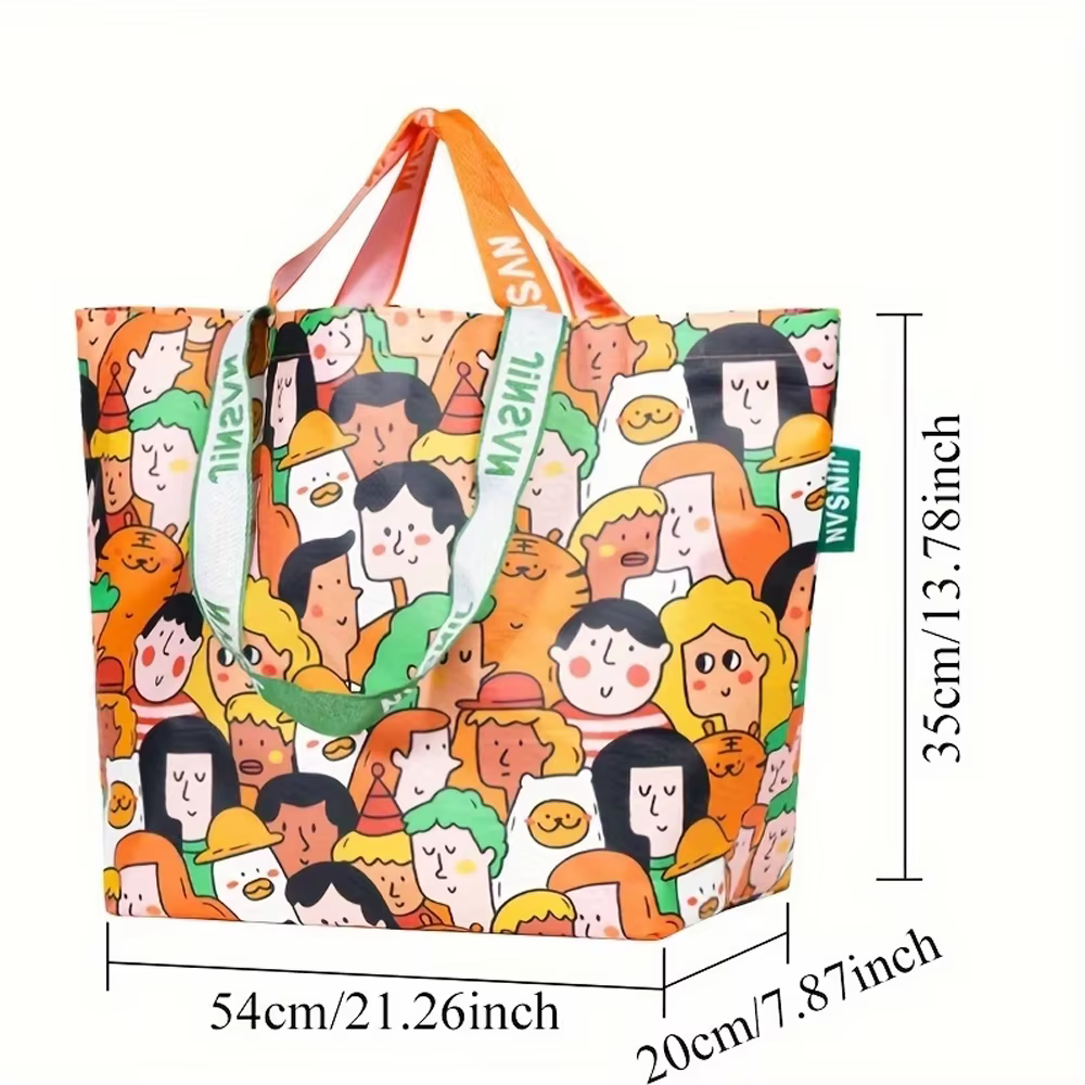 Grand sac de courses à thème dessin animé – Fabriqué en matériau PP épais