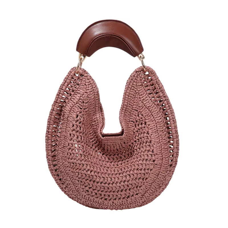 Sac fourre-tout hobo en paille tressée à la main pour femme
