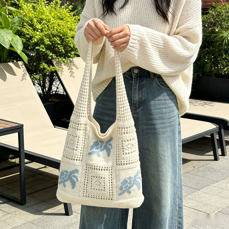 Sac à bandoulière grande capacité en crochet