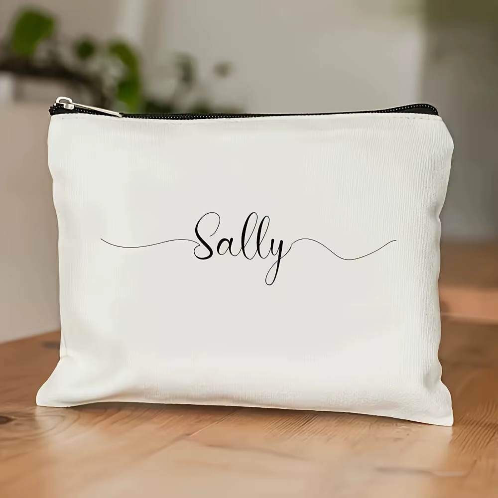 Pochette de maquillage personnalisée avec fermeture éclair - Nom personnalisé "Sally" ou votre propre nom