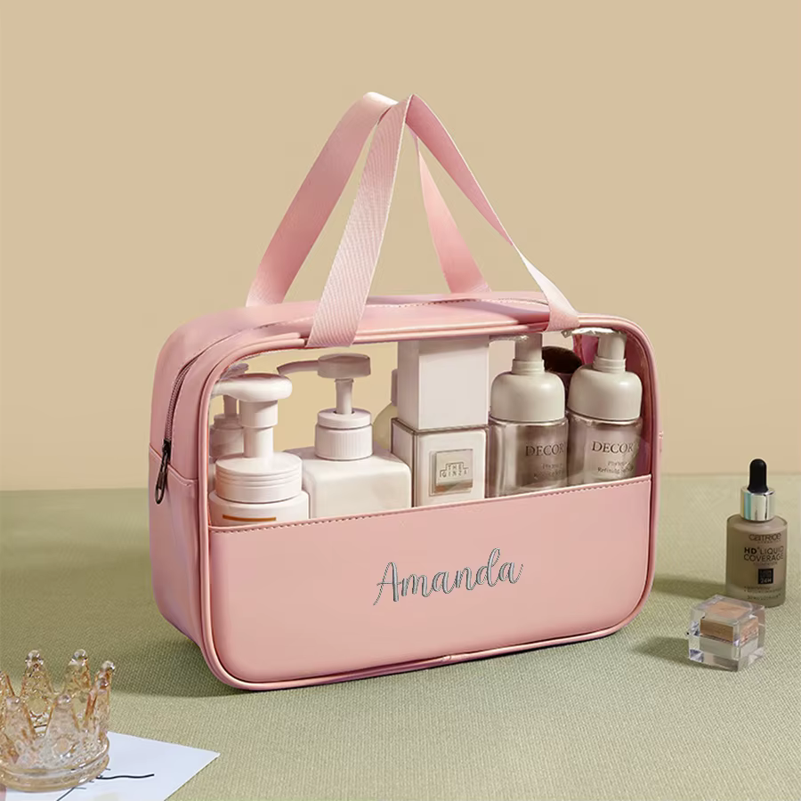 Sac à cosmétiques personnalisé avec coutures brodées