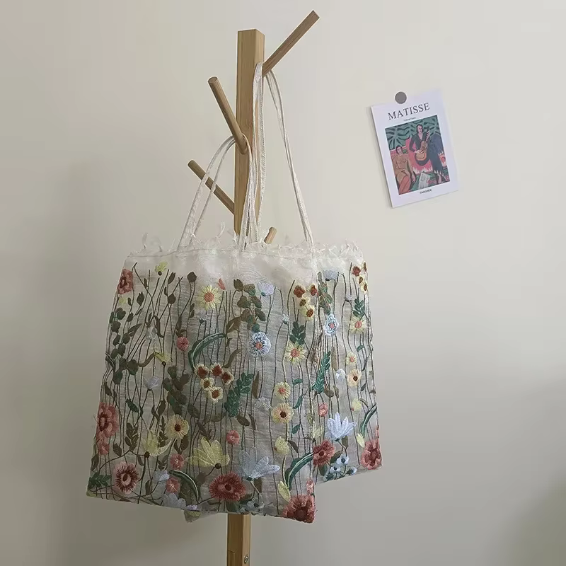 Sac à bandoulière en dentelle brodée pour femmes