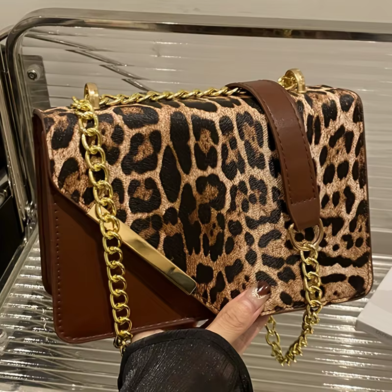 Sac à bandoulière pour femme à imprimé léopard
