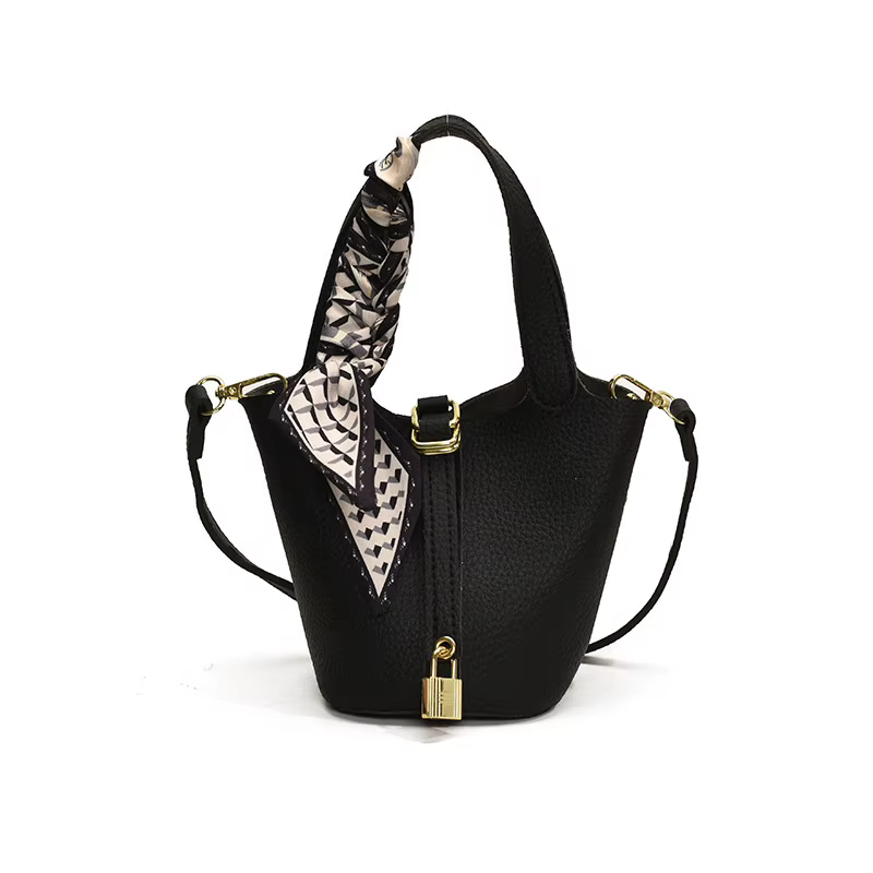 Sac seau élégant haut de gamme à motif litchi