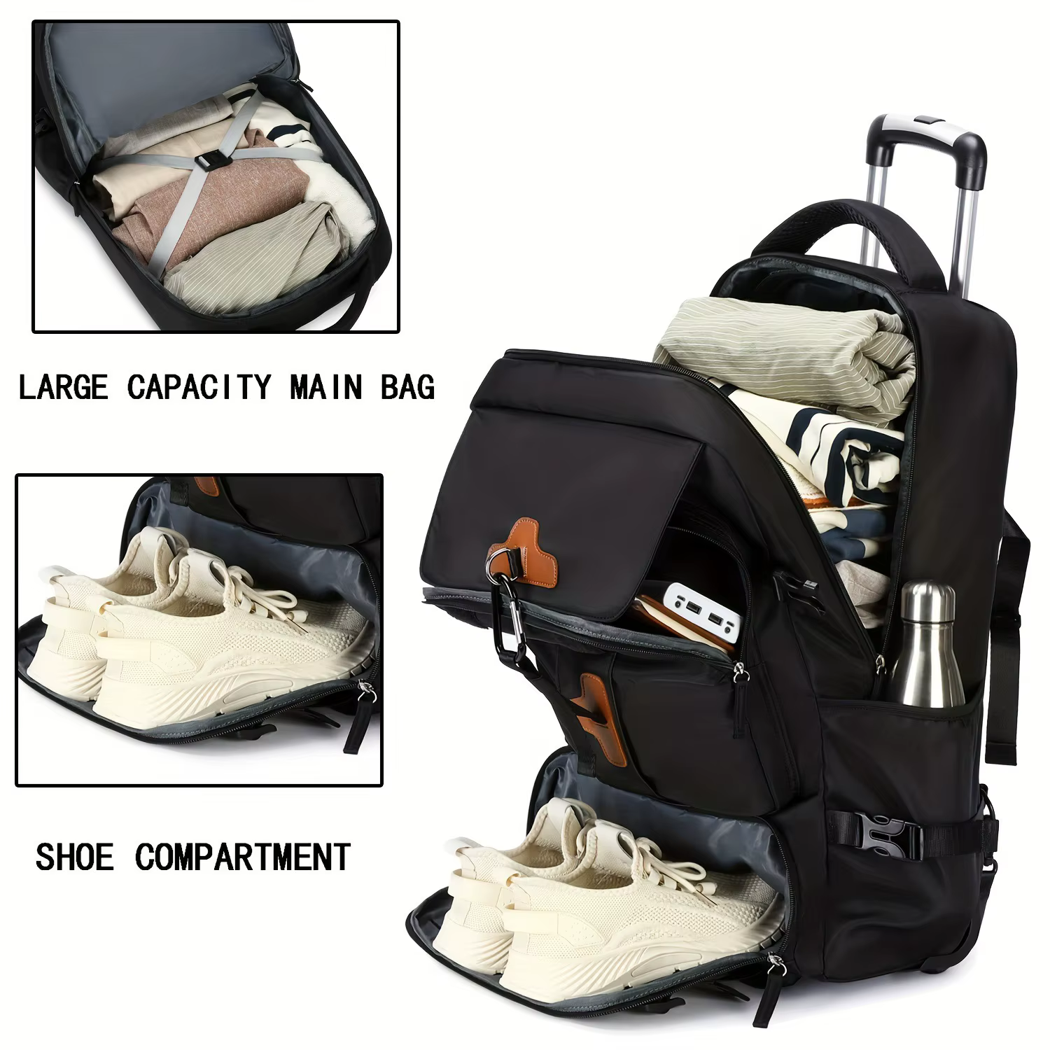 Sac à dos à roulettes grande capacité