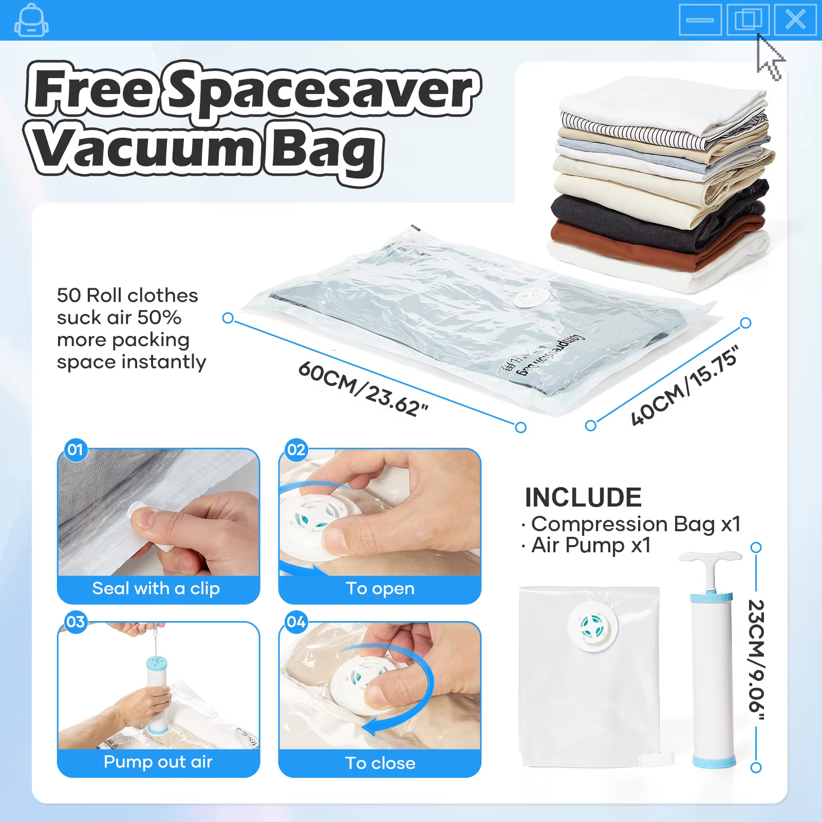 Sac de rangement sous vide