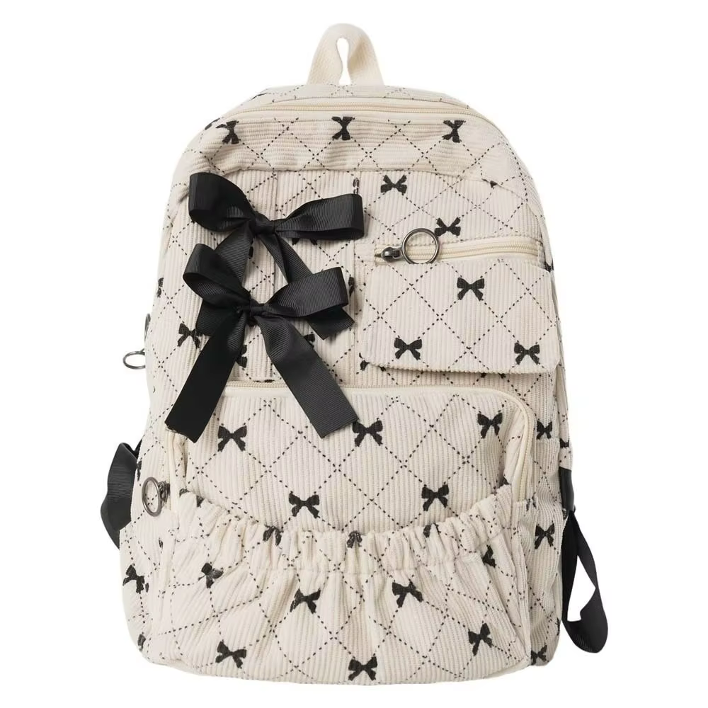 Sac à dos en velours côtelé avec nœud