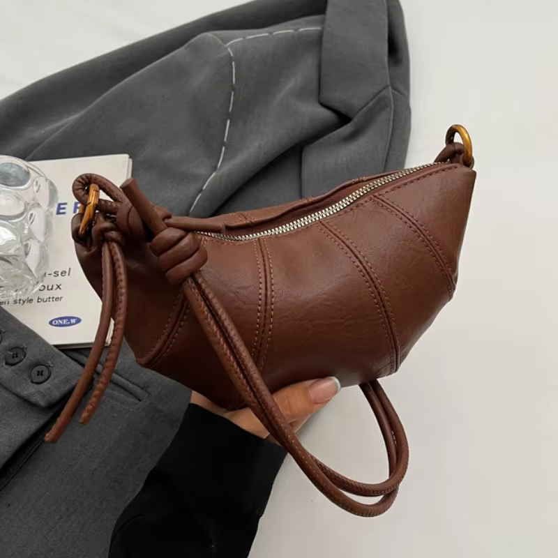 Sac à bandoulière Croissant personnalisé Vintage en cuir PU boulette sac