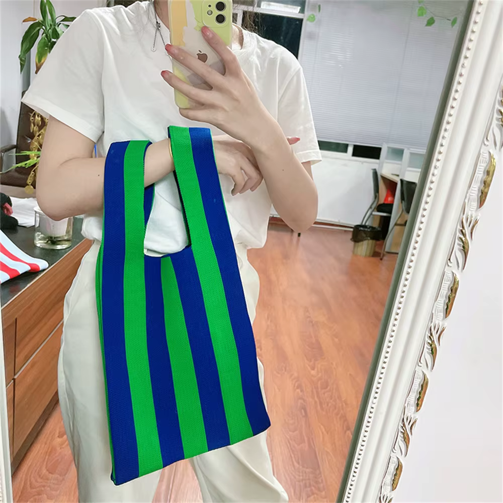 Sacs fourre-tout en tricot rayé sac à bandoulière pour femme mode