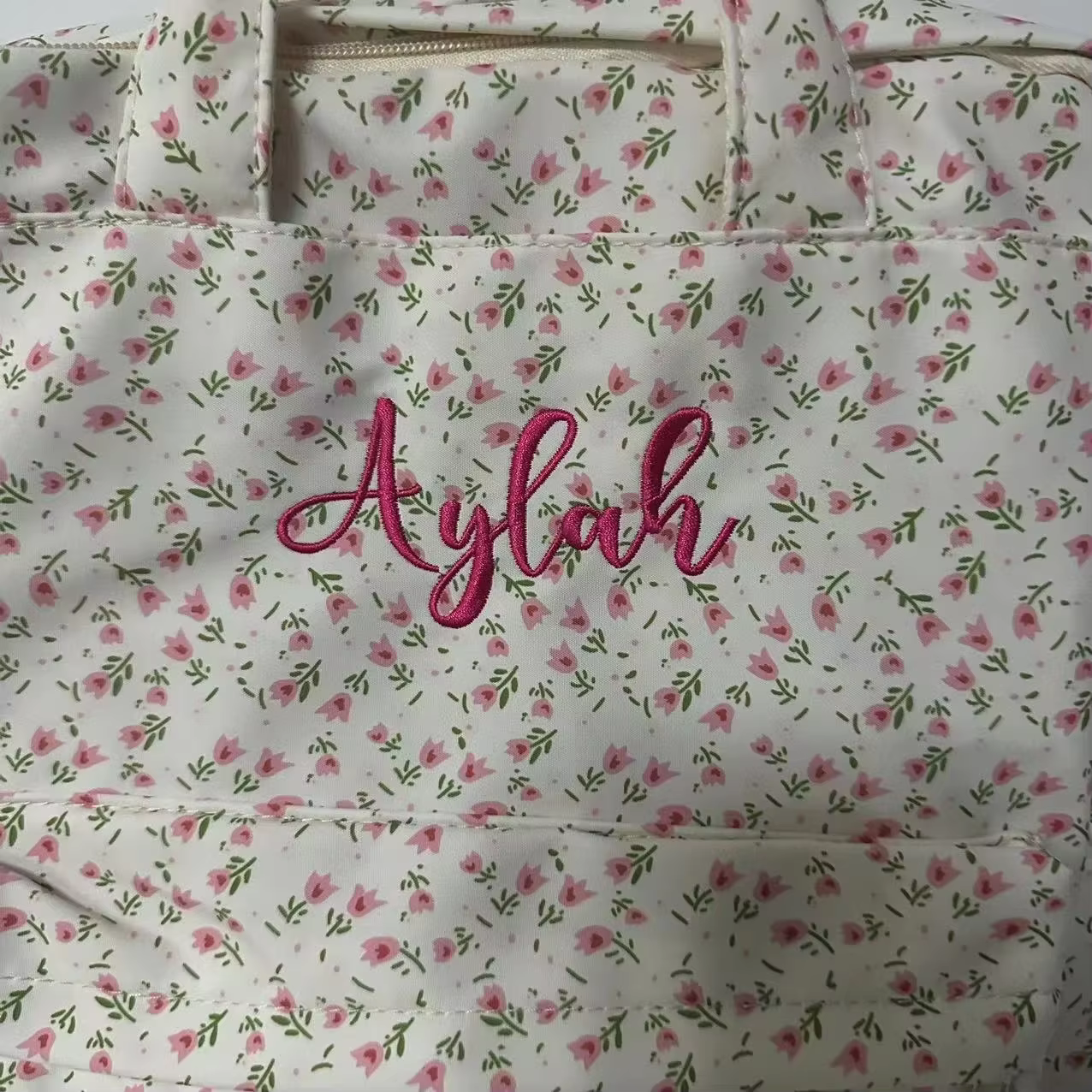 Sac à dos floral personnalisé pour filles douces, lycéennes légères, noms brodés pour sacs à dos pour filles