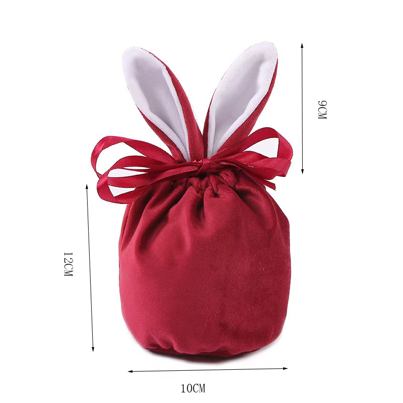 Sacs de lapin de Pâques avec oreilles en velours