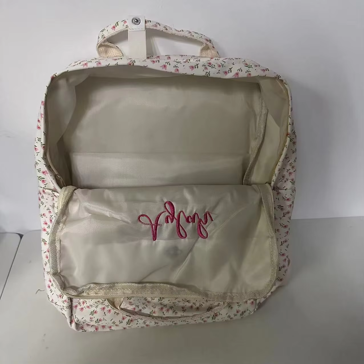 Sac à dos floral personnalisé pour filles douces, lycéennes légères, noms brodés pour sacs à dos pour filles