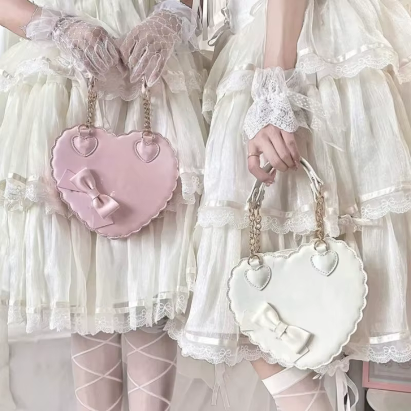 Sacs à main Lolita en forme de cœur en PU pour filles