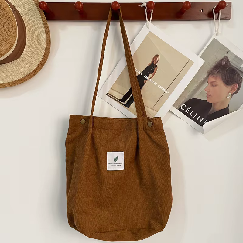 Sac à Main en Velours Côtelé pour Femme