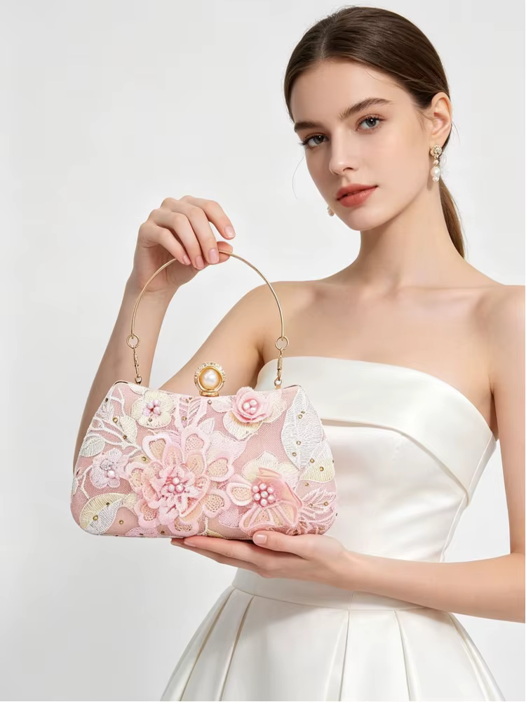 Pochette de soirée de luxe perlée pour femme