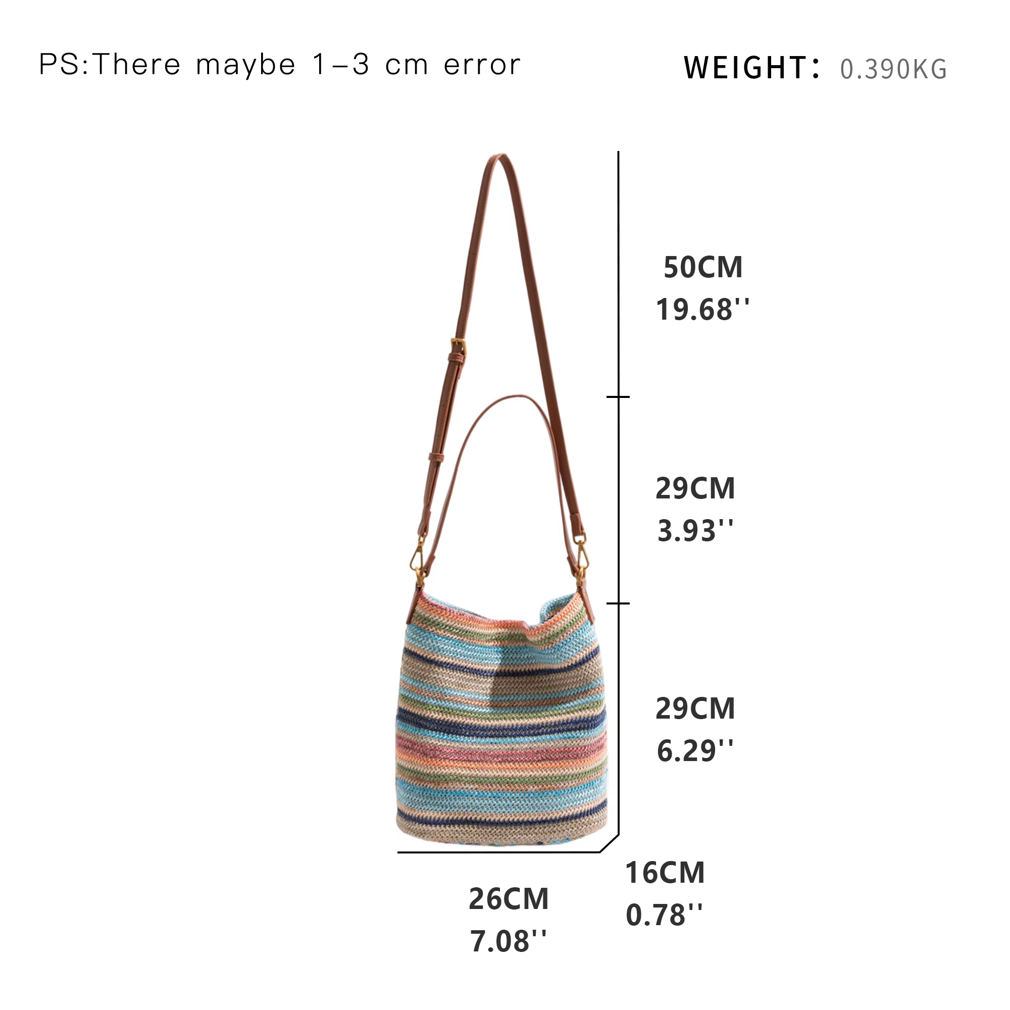 Sac fourre-tout rayé coloré en stock avec poignée supérieure en cuir