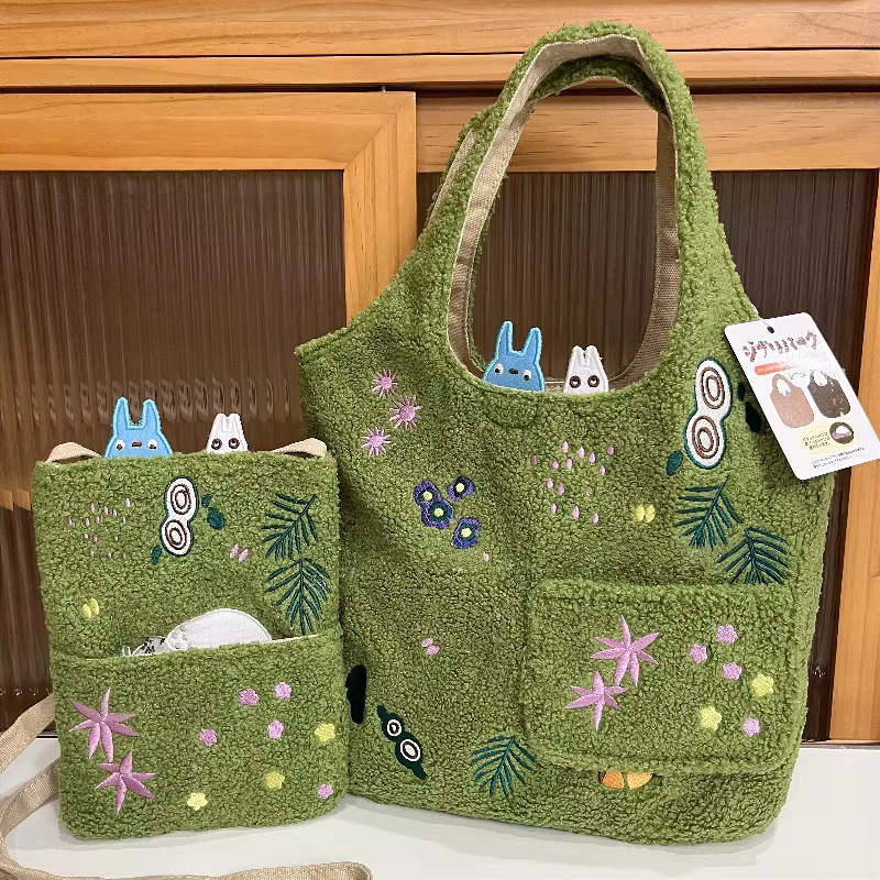 Nouveau chat de dessin animé brodé agneau en peluche une épaule sac à main mignon parc limité sac de messager sac de téléphone portable