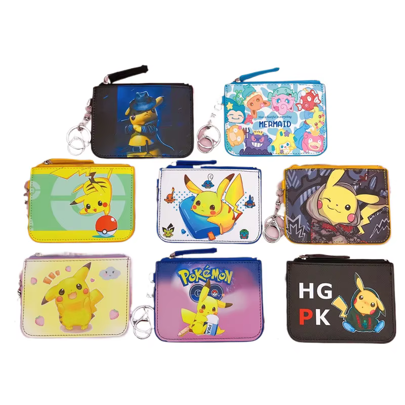 Pokemon mignon portefeuille femmes Pikachu porte-monnaie loisirs porte-carte à glissière pochette de monnaie dessin