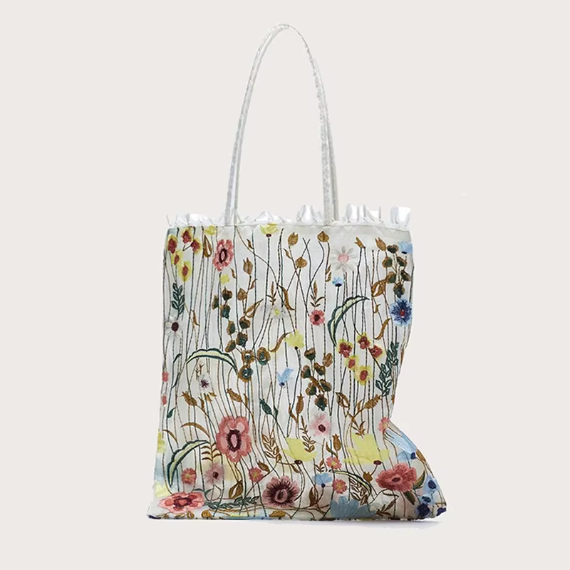 Sac à bandoulière en dentelle brodée pour femmes