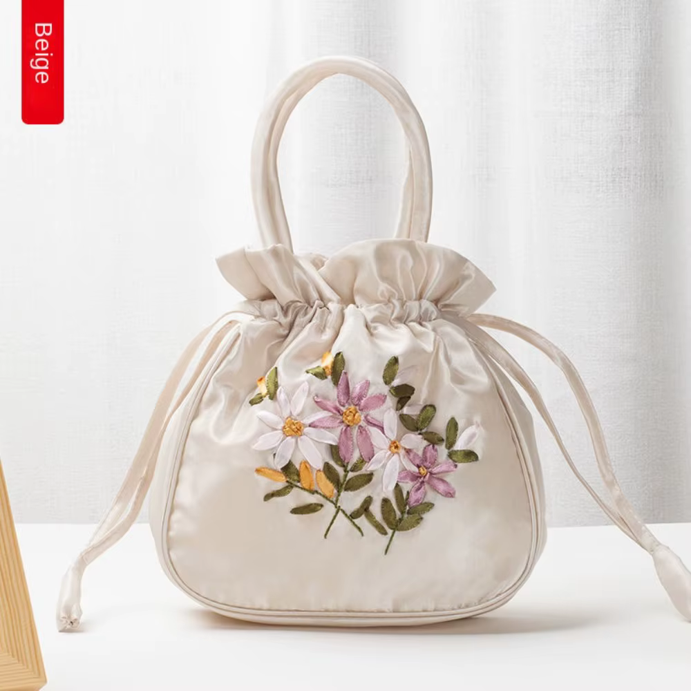 Mini sac à main à motif de fleurs brodées pour femmes