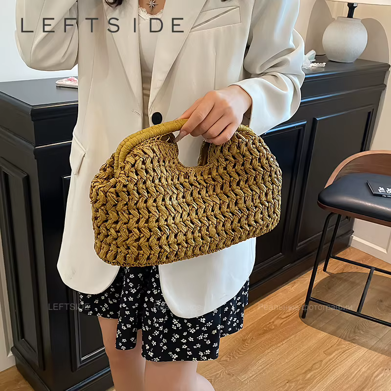 Sacs à bandoulière en paille tressée LEFTSIDE pour femmes – Collection été 2026