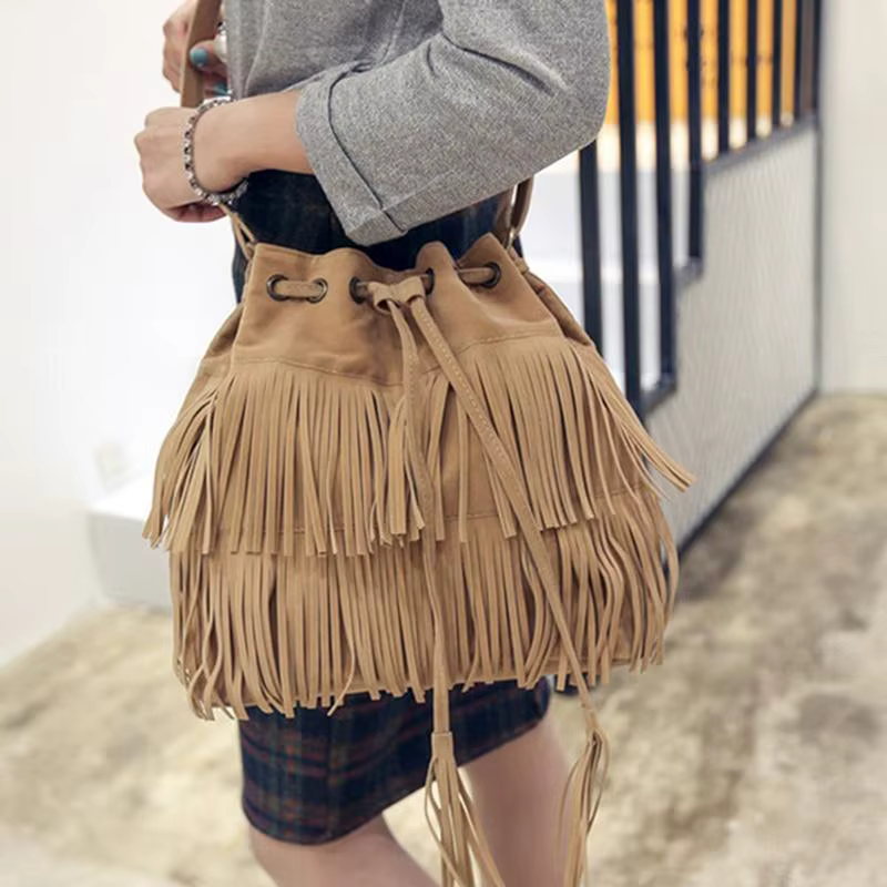 Sac à main à franges en daim pour femmes