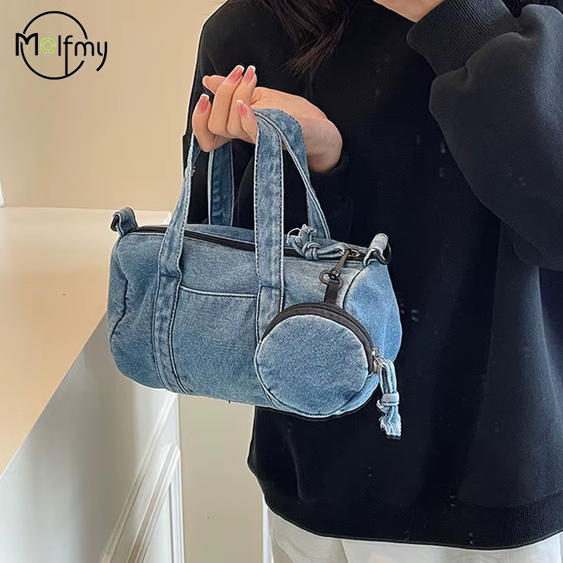 Sac messager vintage en jean pour femme
