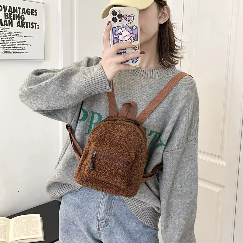 Nouvelle mode femmes Mini sac à dos couleur unie velours côtelé petits sacs à dos Simple décontracté étudiant Bookbags