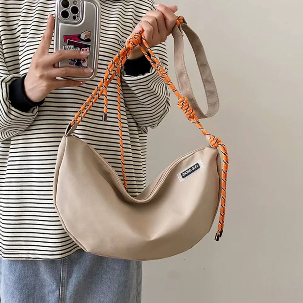 Sac à Bandoulière en Nylon en Forme de Demi-Lune