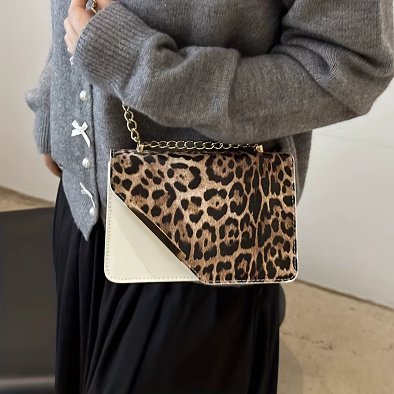Sac à bandoulière pour femme à imprimé léopard
