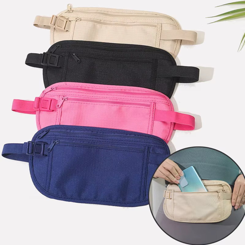 Sacs de taille de voyage pochette pour passeport argent portefeuille de sécurité caché hommes femmes Sport sac de