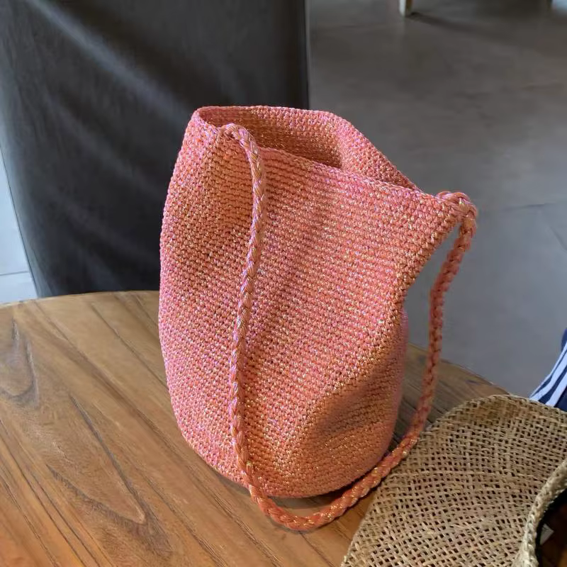 Sac seau tissé à la main grande capacité