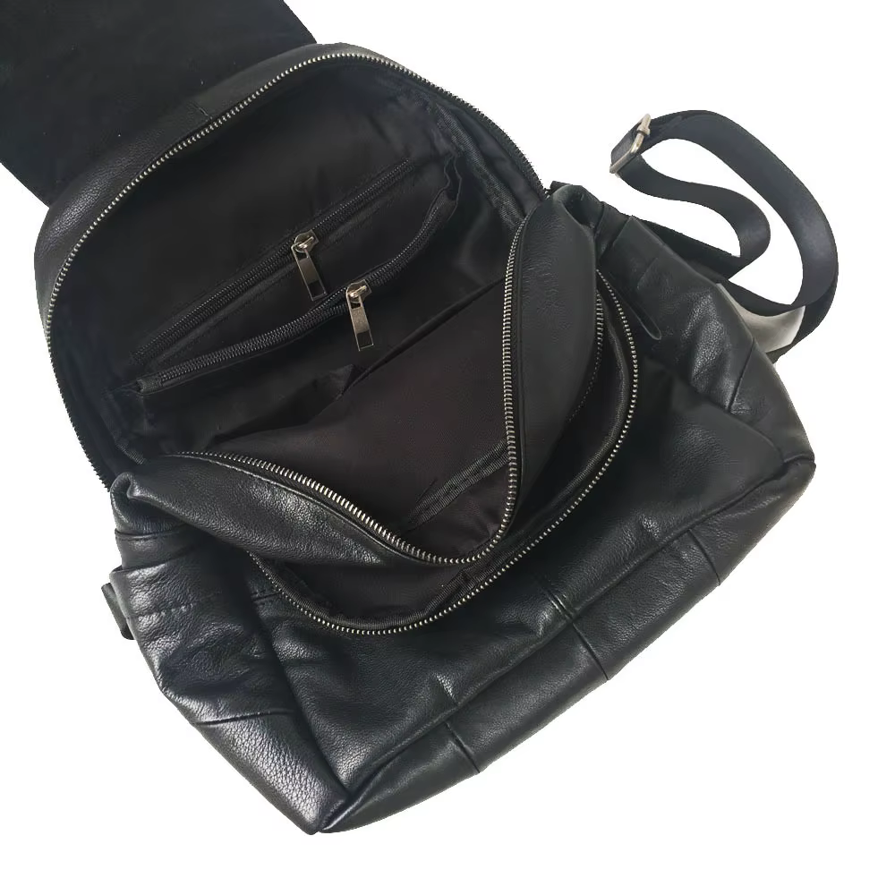 Sac à dos en cuir véritable antivol pour femme