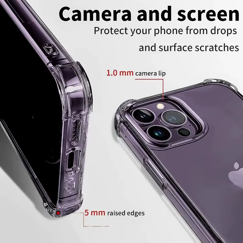 Étui transparent en Silicone antichoc Air-Bag pour iPhone 17 16 15 Plus 11 12 13 14 Pro Max Mini X Xs XR 7 8